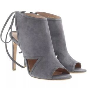 HUGO BOSS Grey Suede Lace Up High Stilettos "Lady Sandal" Size 39